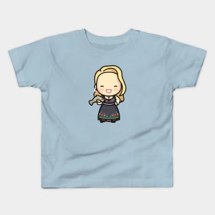 Cute Norwegian Girl in Traditional Dress with Fish Kids T-Shirt